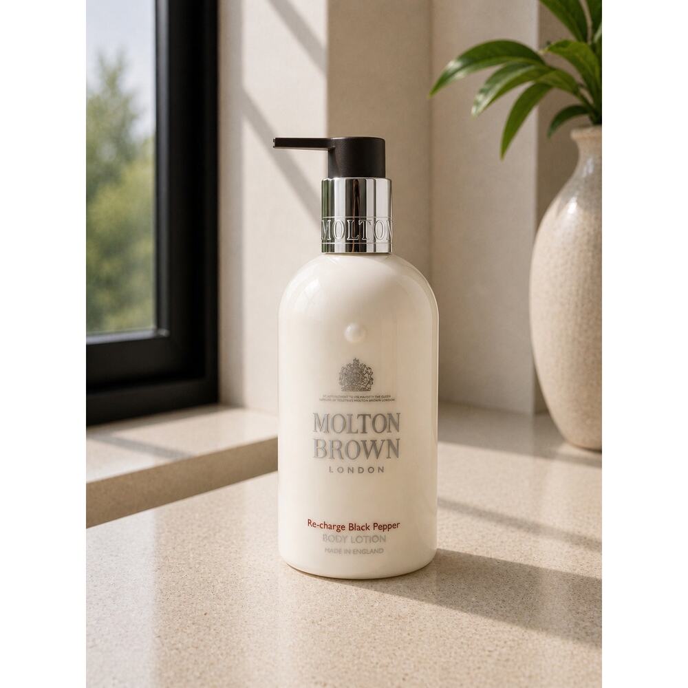 $44 New Molton Brown Re-Charge Black Pepper Body Lotion 10 oz Luxury Moisturizer